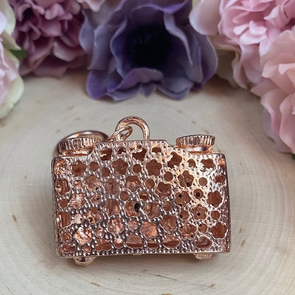 Crystal and Gold Camera Keychain Charm - Picture 10 of 12